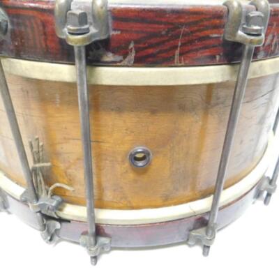 Rare Antique Circa 1880's Emil Wulschner Indiana Music Store 12 Lug Snare Drum with Shoulder Strap and Case