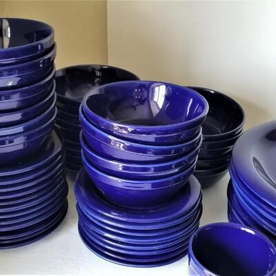 Lot #162  Large Set of Cobalt Blue Dinnerware