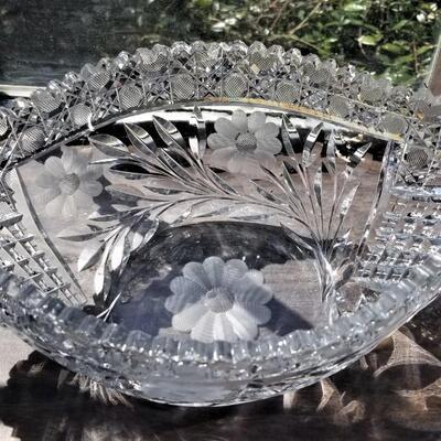 Lot #163  Two vintage Cut Glass Bowls, one crystal