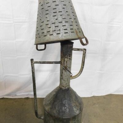 Antique Track Switch Oiler Converted to Floor Lamp with Olive Bucket Shade