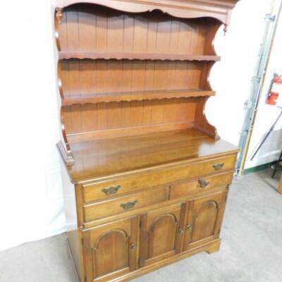 Solid Wood Cherry Buffet Cabinet with Dish Hutch Top