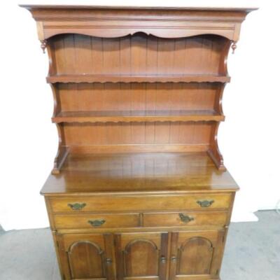 Solid Wood Cherry Buffet Cabinet with Dish Hutch Top
