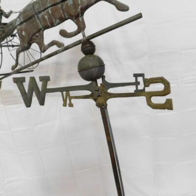 Impressive Antique Large Copper Sulky  Horse & Jockey  Weathervane with Directionals