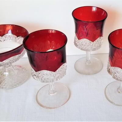 Lot #183  Lot of Vintage Ruby Flashed Glassware - 8 pieces