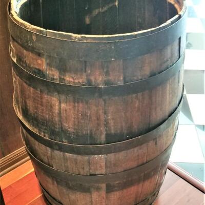 Lot #187  Antique Barrel with metal staves