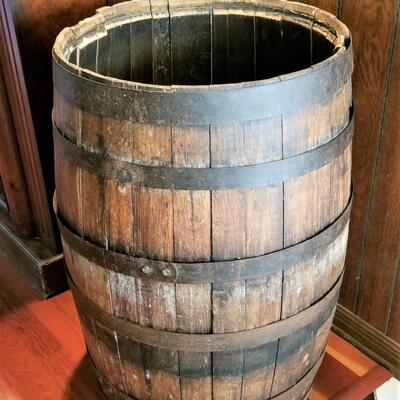 Lot #187  Antique Barrel with metal staves