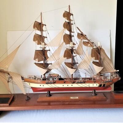 Lot #195  Large Clipper Ship Model on Wooden Base