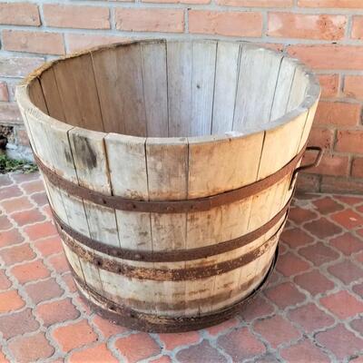 Lot #197  Vintage Barrel with metal staves and handles