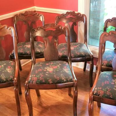 Lot #202  Set of 6 Antique Dining Room Chairs