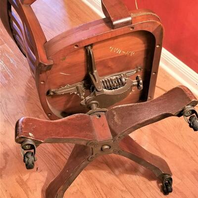Lot #220  Vintage Solid Oak Desk Chair
