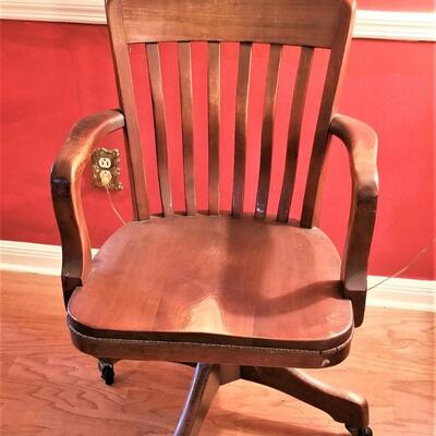 Lot #220  Vintage Solid Oak Desk Chair