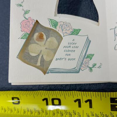 VINTAGE â€œGOOD LUCK FOR BABYâ€ CARD W/ 10K GOLD RING