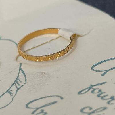 VINTAGE â€œGOOD LUCK FOR BABYâ€ CARD W/ 10K GOLD RING