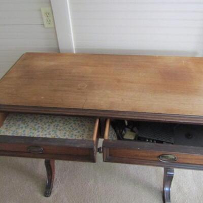 Paw Foot Dovetailed Solid Wood Double Drawer Writing Desk