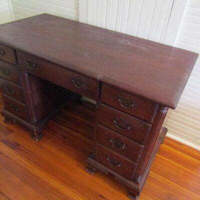 Antique Solid Mahogany Knee Hole Desk Made by Kling Factorie