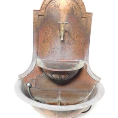Copper Finish Spigot and Basin Wall Mount Water Fountain