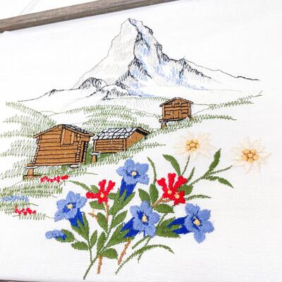 HAND EMBROIDERED WALL HANGING OF THE MATTERHORN, SWITZERLAND