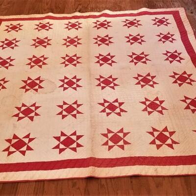 Lot #238  Antique cotton hand sewn quilt - Star pattern
