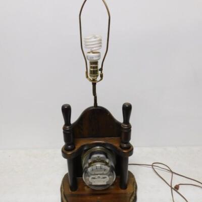 Electric Meter Novelty Table Lamp with Pair of Turned Wood Thumpers in Working Condition