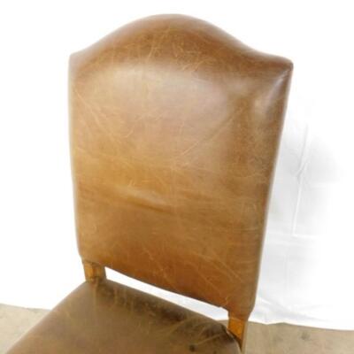 Set of Four Lane Leather Dining Chairs with Barley Twist Wood Frames (See all Pictures)