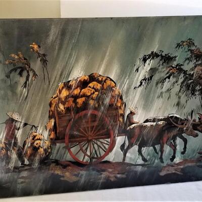 Lot #247  Pair of Oil Paintings on Wooden Panels - Vietnam