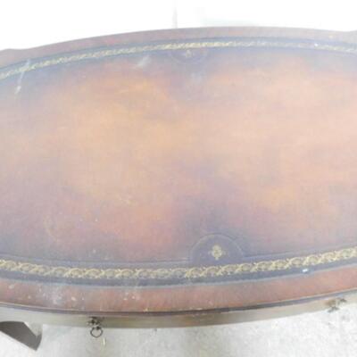 Vintage Leather Top Mahogany Coffee Table