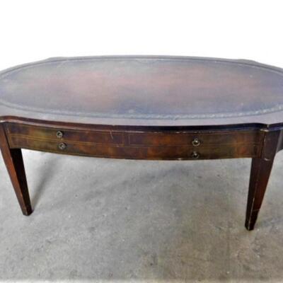 Vintage Leather Top Mahogany Coffee Table