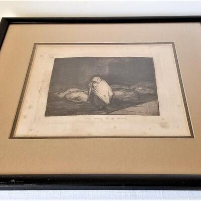 Lot #251  Goya Antique Etching in Frame - " Las Camas de la Muerte" - 1863