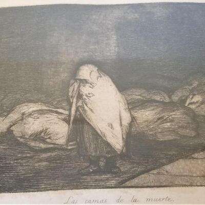 Lot #251  Goya Antique Etching in Frame - " Las Camas de la Muerte" - 1863