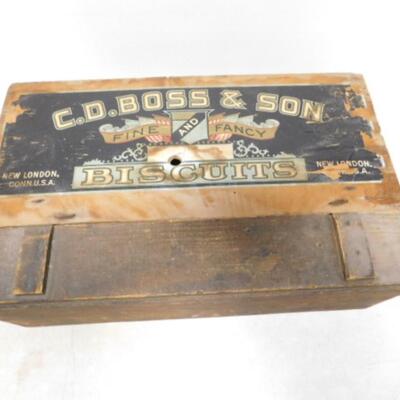 Antique C.D. Boss and Son Biscuits Wood Crate