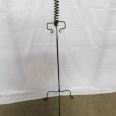 Vintage Wrought Iron Single Candle Corkscrew Design Stand
