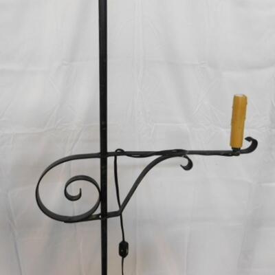 Vintage Wrought Iron Single Candle Electric Lamp Stand