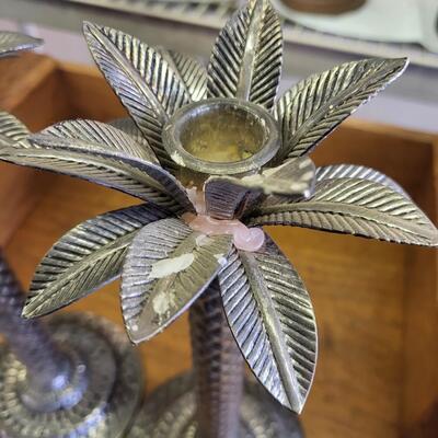 STUDIO SILVERSMITHS TIN PALM TREE CANDLE HOLDERS
