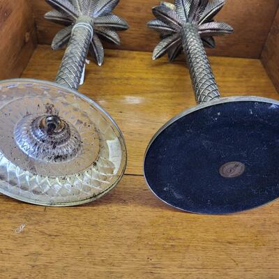 STUDIO SILVERSMITHS TIN PALM TREE CANDLE HOLDERS