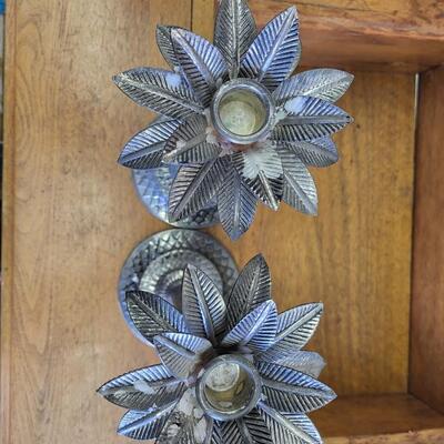 STUDIO SILVERSMITHS TIN PALM TREE CANDLE HOLDERS