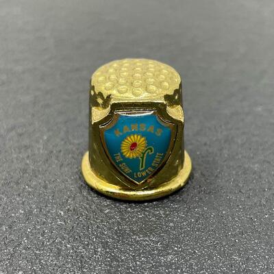 â€œKANSAS - THE SUNFLOWER STATEâ€ METAL THIMBLE