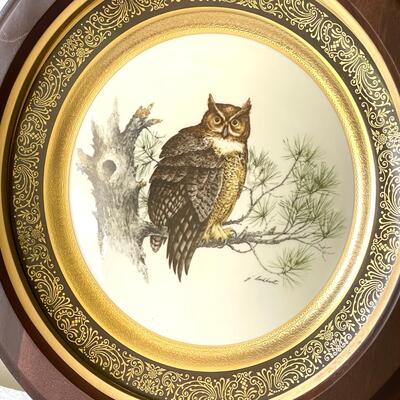 LOT 24  PICKARD FRAMED PLATE GREAT HORNED OWL SIGNED NUMBERED by James Lockhart
