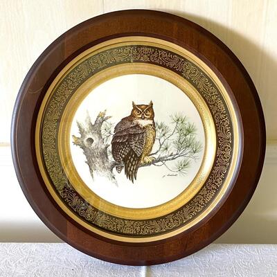 LOT 24  PICKARD FRAMED PLATE GREAT HORNED OWL SIGNED NUMBERED by James Lockhart