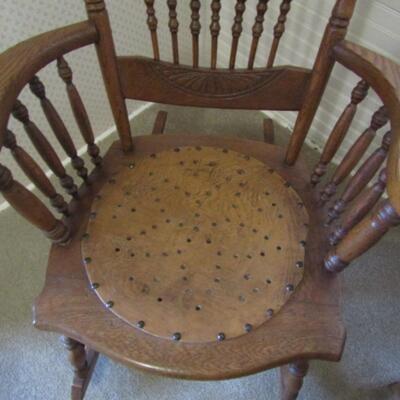 Antique Solid Wood Spindle Back Rocking Chair