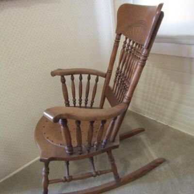 Antique Solid Wood Spindle Back Rocking Chair