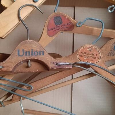 Box of Vintage Wooden Hangers