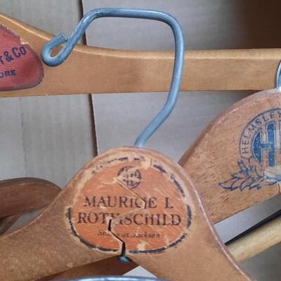 Box of Vintage Wooden Hangers