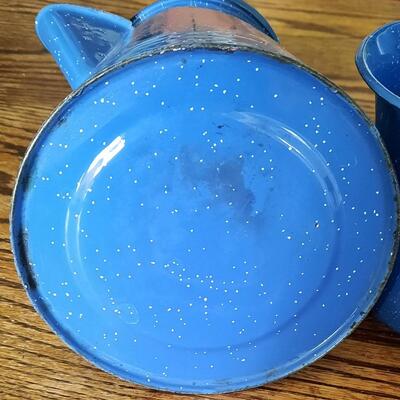 Cowboy Blue Enamel Coffee Pot and Pitcher
