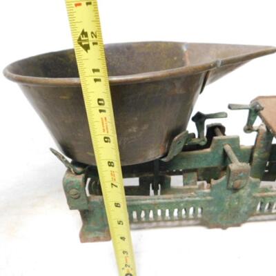 Antique Mercantile Platform Scale with Copper Portion Pan