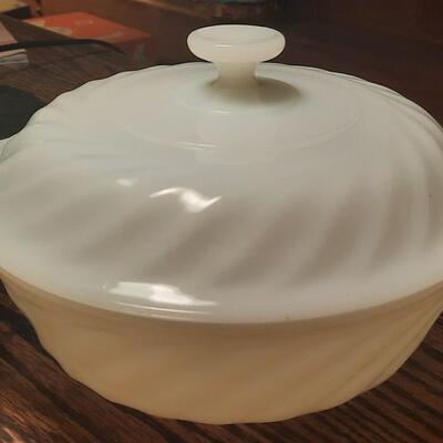 FireKing Milk Glass Casserole Dish Vintage