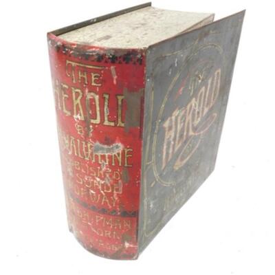 Antique 'The Herold' Book Tin Advertising Smoked Sardines