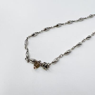 925 ~ MICHAEL DAWKINS ~ 15.5â€ Silver Drop Stone Toggle Necklace (EK)