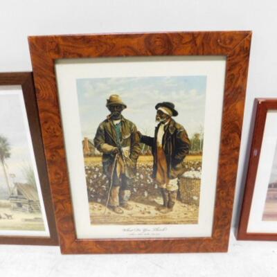 Set of Three Black Americana Art Depicting Life in Old South by William Wright