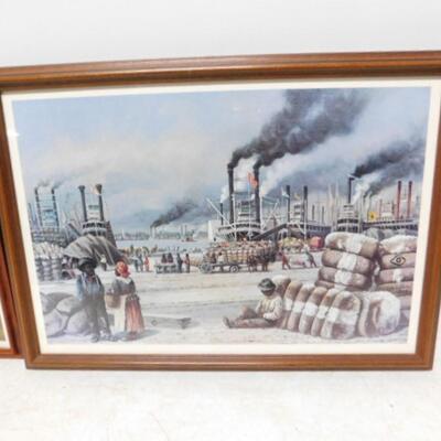 Pair of Black Americana Art Depicting Life in Old South by William Wright