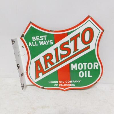 Vintage Artisto Motor Oil Enamel Blade Sign